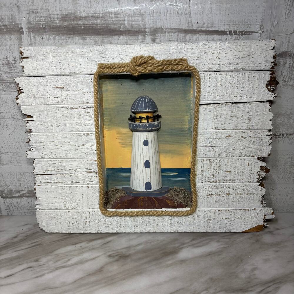 Wooden Nautical Lighthouse 3D Shadow Box Wall Art